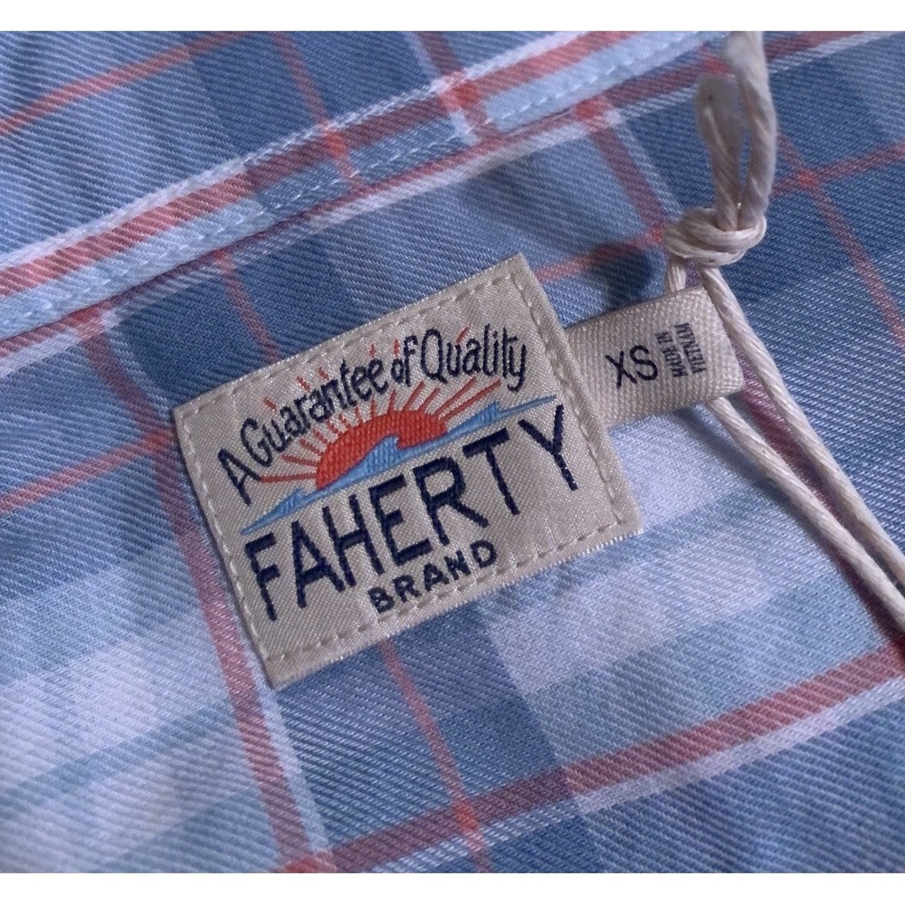 NEW Faherty Men's Extra Small Blue Windward Plaid Everyday Long Sleeve Shirt XS